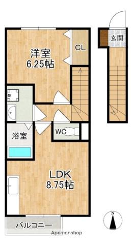 メゾンヴェールイースト(1LDK/2階)の間取り写真