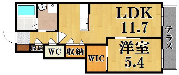 メゾン・シャトレールA棟(1LDK/1階)の間取り写真