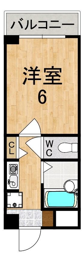 ラポールⅢ(1K/1階)の間取り写真