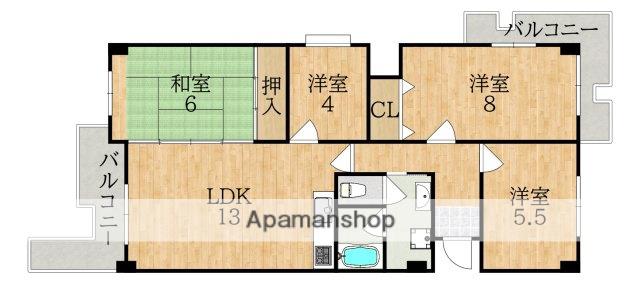 グランドパレス学園前(4LDK/1階)の間取り写真