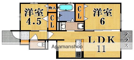 ルーナ・クレシェンテ B棟(2LDK/1階)の間取り写真