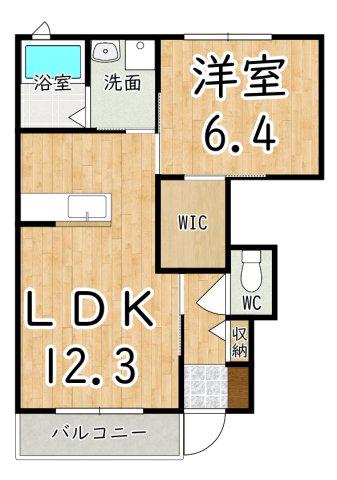 PINEROOTS良福寺B(1LDK/1階)の間取り写真