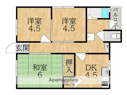 上村アパート(3DK/2階)の間取り写真