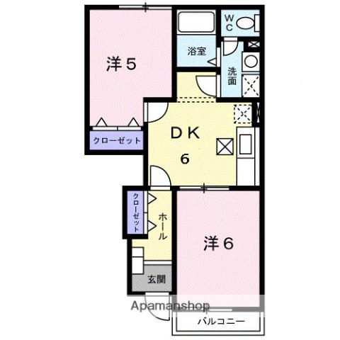 セイバリーハイツ(2DK/1階)の間取り写真