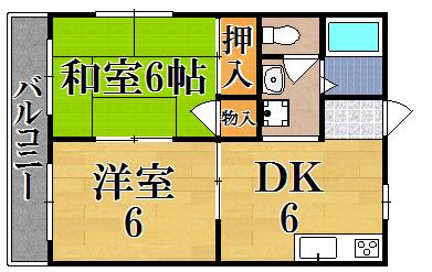 エスポワール俵口(2DK/2階)の間取り写真