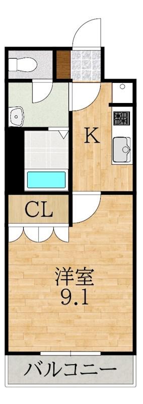 ヴェルダンディ(1K/1階)の間取り写真
