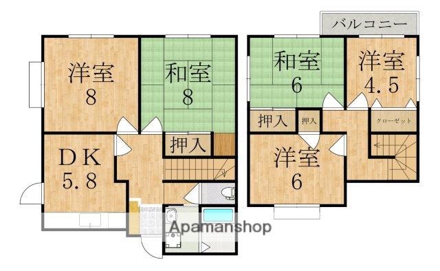 近鉄生駒線 菜畑駅 徒歩10分 2階建 築33年(5DK)の間取り写真