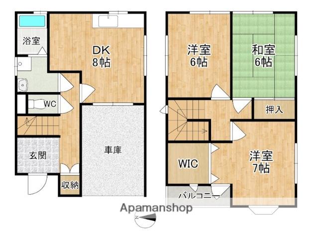 関西本線 奈良駅 徒歩19分 2階建 築28年(3DK)の間取り写真