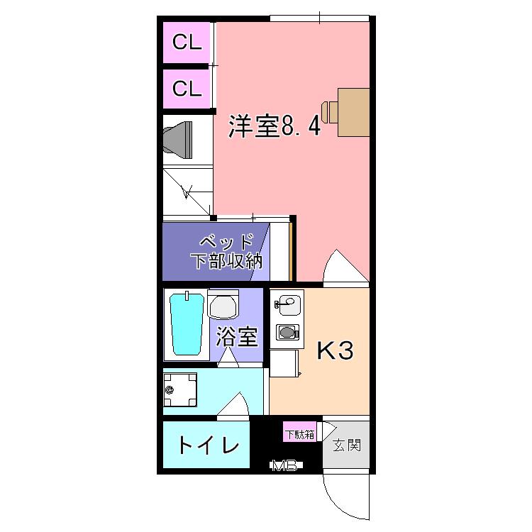 レオパレス ブラッサム木津(1K/2階)の間取り写真