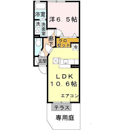 グランシャリオ(1LDK/1階)の間取り写真