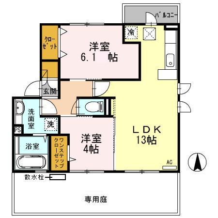 ディーグラフォートⅡ(2LDK/1階)の間取り写真