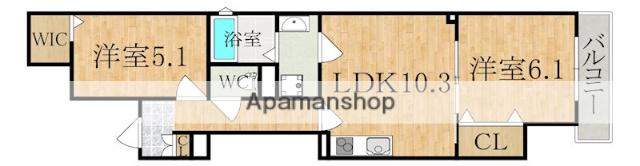 クリエオーレ天理(2LDK/3階)の間取り写真