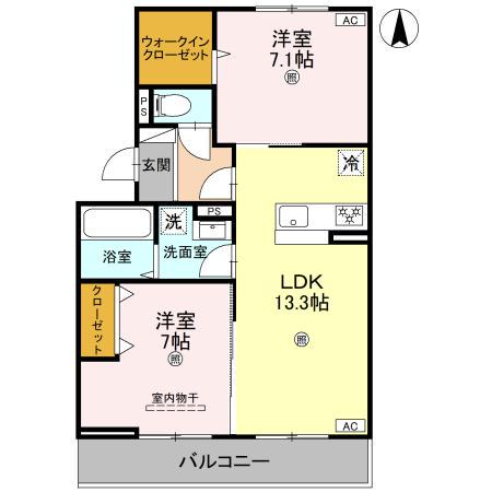 リシェエンファント(2LDK/3階)の間取り写真
