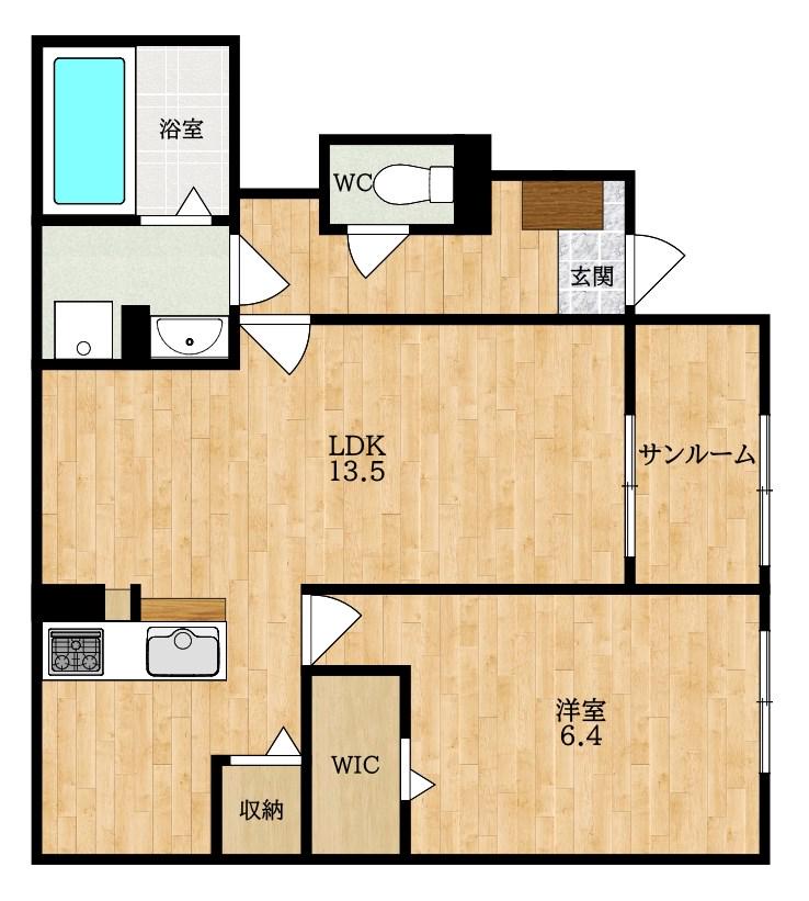 ゴールドメゾン(1LDK/1階)の間取り写真
