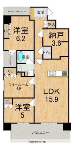ローレルコート西大寺南町(2SLDK/2階)の間取り写真