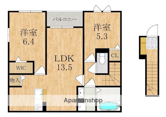 ヴェルデ ルーチェ(2LDK/2階)の間取り写真