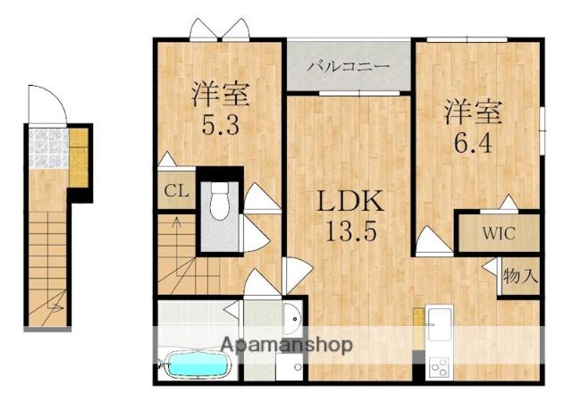 ヴェルデ ルーチェ(2LDK/2階)の間取り写真