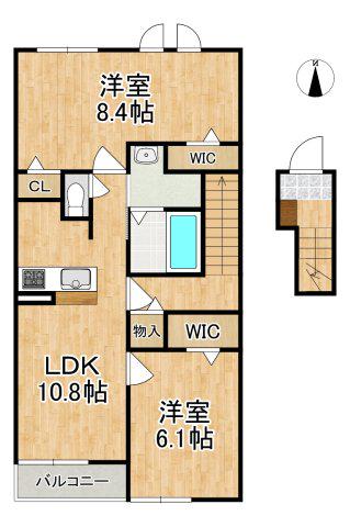 カリーノ2(2LDK/2階)の間取り写真