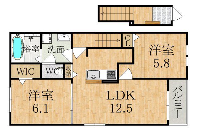 クラッシー ハウス(2LDK/2階)の間取り写真
