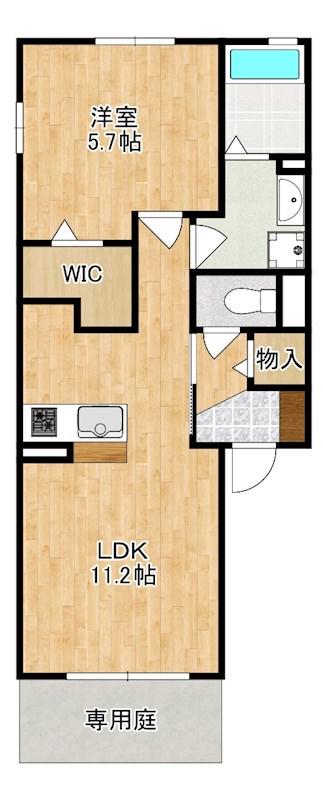 リビングタウン新大宮B棟(1LDK/1階)の間取り写真