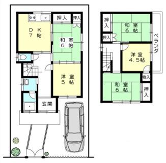 関西本線 大和小泉駅 徒歩3分 2階建 築40年(5DK)の間取り写真