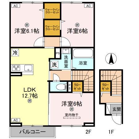 サニーヒロII(3LDK/2階)の間取り写真