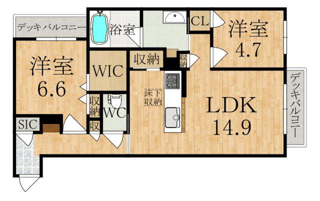 テラッセ奈良公園(2LDK/1階)の間取り写真