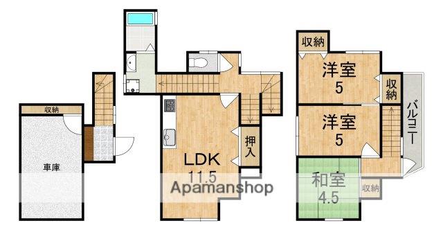 近鉄難波・奈良線 新大宮駅 徒歩13分 1階建 築33年(3LDK)の間取り写真