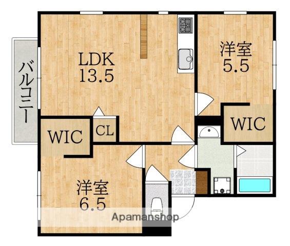 エステートピア学園前E棟(2LDK/1階)の間取り写真