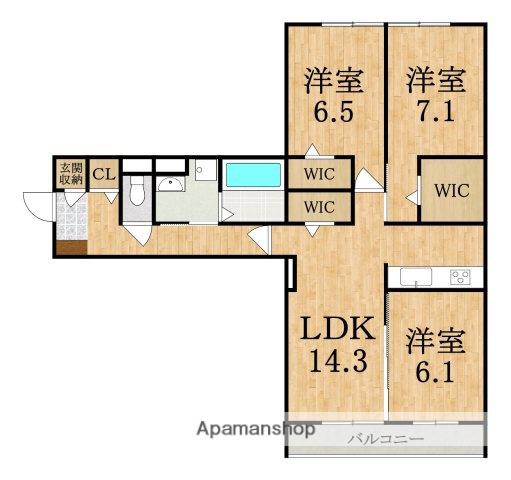 RETOLIA畝傍イースト(3LDK/3階)の間取り写真