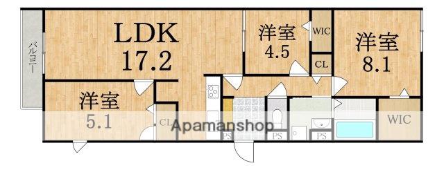 RETORIA畝傍ウエスト(3LDK/1階)の間取り写真