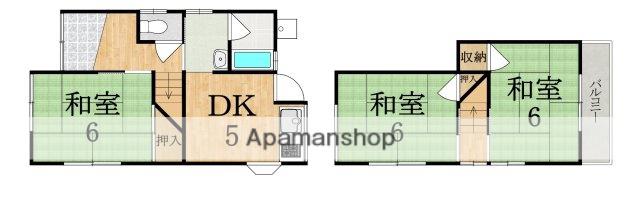 近鉄大阪線 大和八木駅 徒歩12分 2階建 築48年(3K)の間取り写真