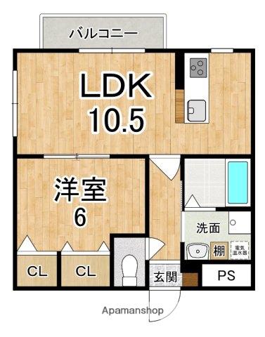 結充IMMEUBLE B館(1LDK/2階)の間取り写真