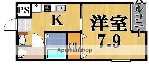 レナードU(1K/4階)の間取り写真