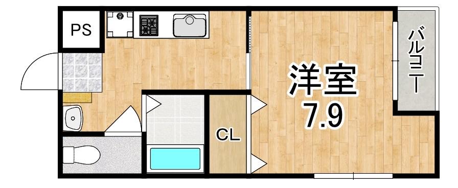 レナードU(1K/1階)の間取り写真