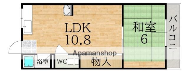 グレーズ鳥見(1LDK/2階)の間取り写真