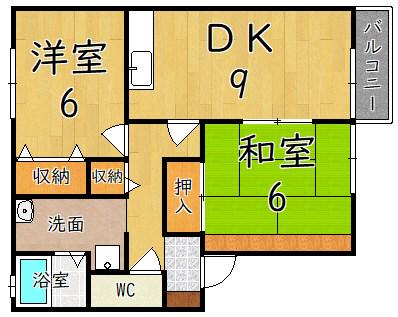 メゾン・ベイリーフ(2DK/1階)の間取り写真