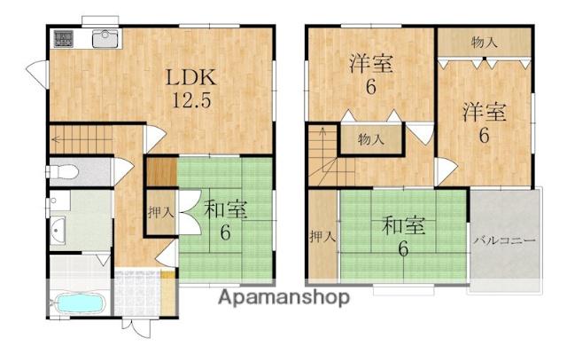 近鉄天理線 前栽駅 徒歩8分 2階建 築28年(4LDK)の間取り写真
