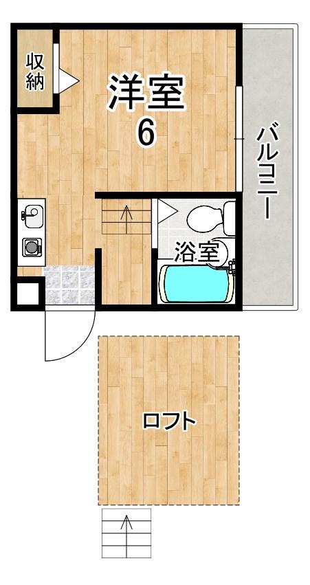 シティパレス奈良町P-2(1K/2階)の間取り写真