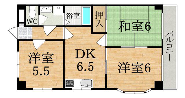 グレースコーポ東生駒(3DK/3階)の間取り写真