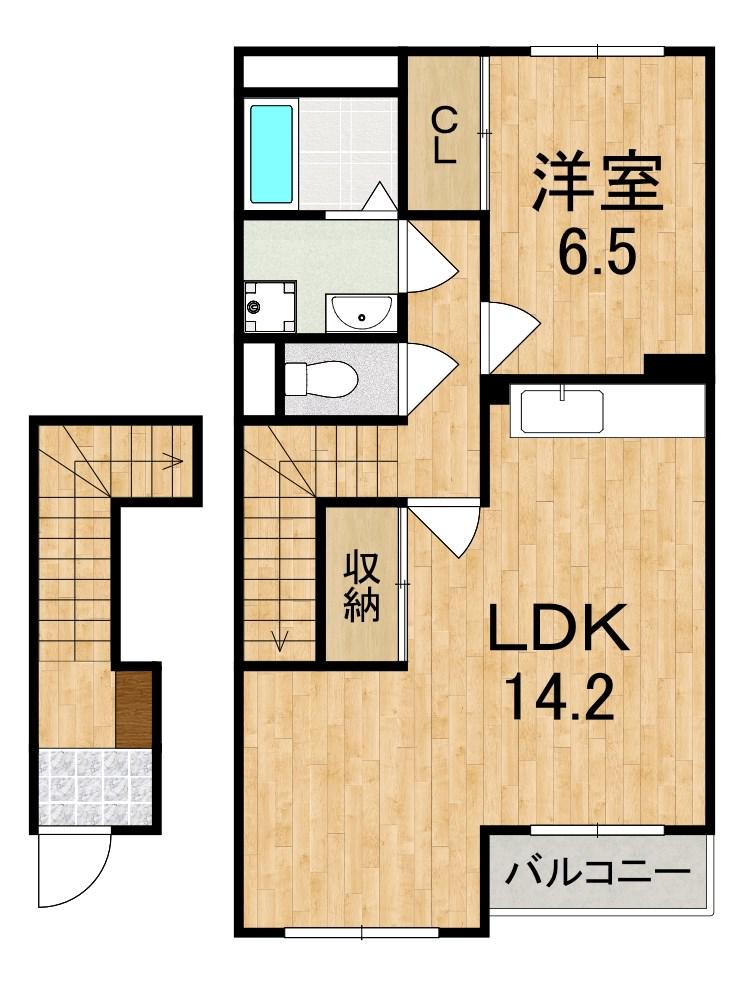 シャトーヒルズ(1LDK/2階)の間取り写真
