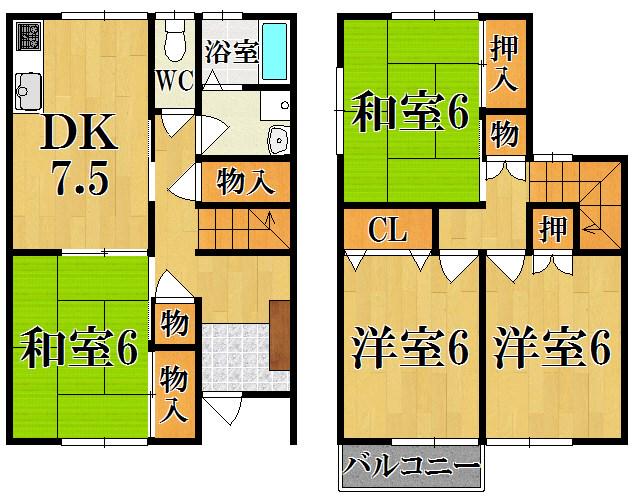 レイクビレッジ好村(4DK/1階)の間取り写真