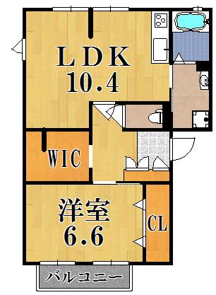 サンクレストA(1LDK/2階)の間取り写真