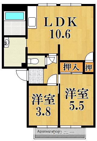 アネシスハイツA棟(2LDK/1階)の間取り写真