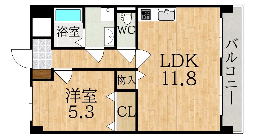 HALE学園前(1LDK/2階)の間取り写真