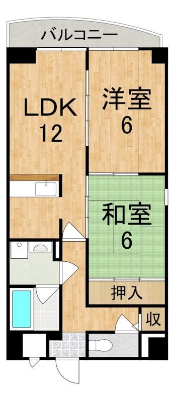 グランドール王寺(2LDK/6階)の間取り写真