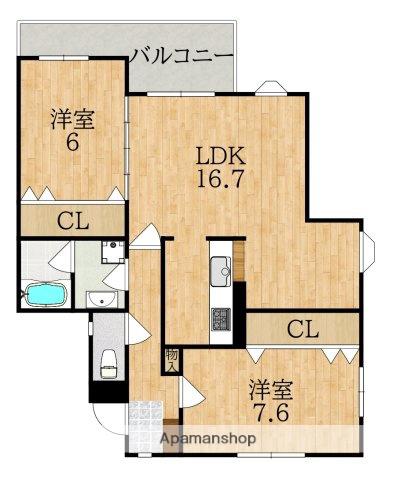 ホワイトコート(2LDK/2階)の間取り写真