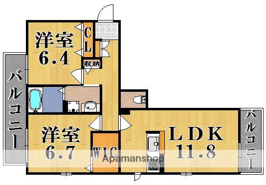 フェリオ城山台 ウエスト(2LDK/2階)の間取り写真