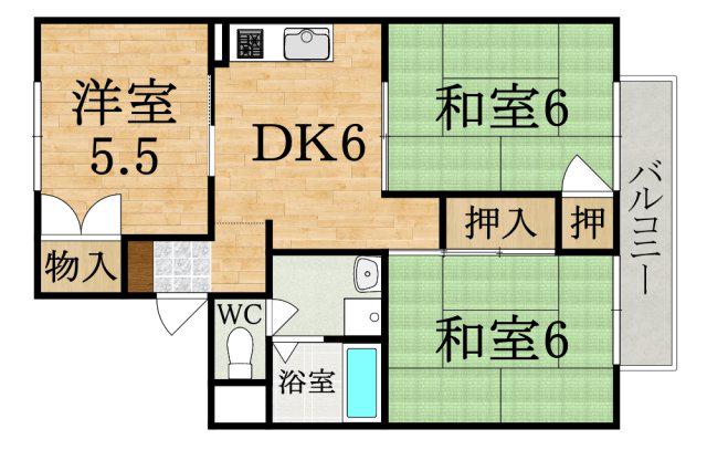 チェリーヒルズ(3DK/2階)の間取り写真