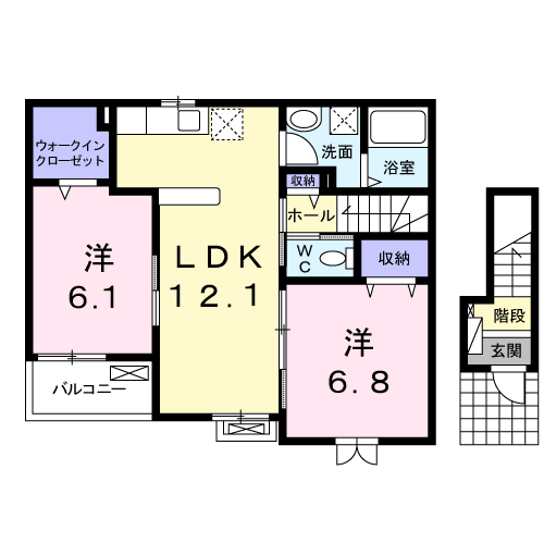 ヒルズサンフレンド(2LDK/2階)の間取り写真